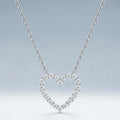 Dearest Moissanite Open Heart Necklace in Sterling Silver