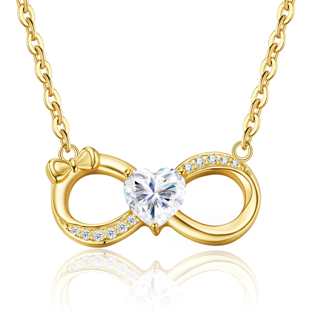 Forever Moissanite Infinity Necklace in Gold-Tone Sterling Silver