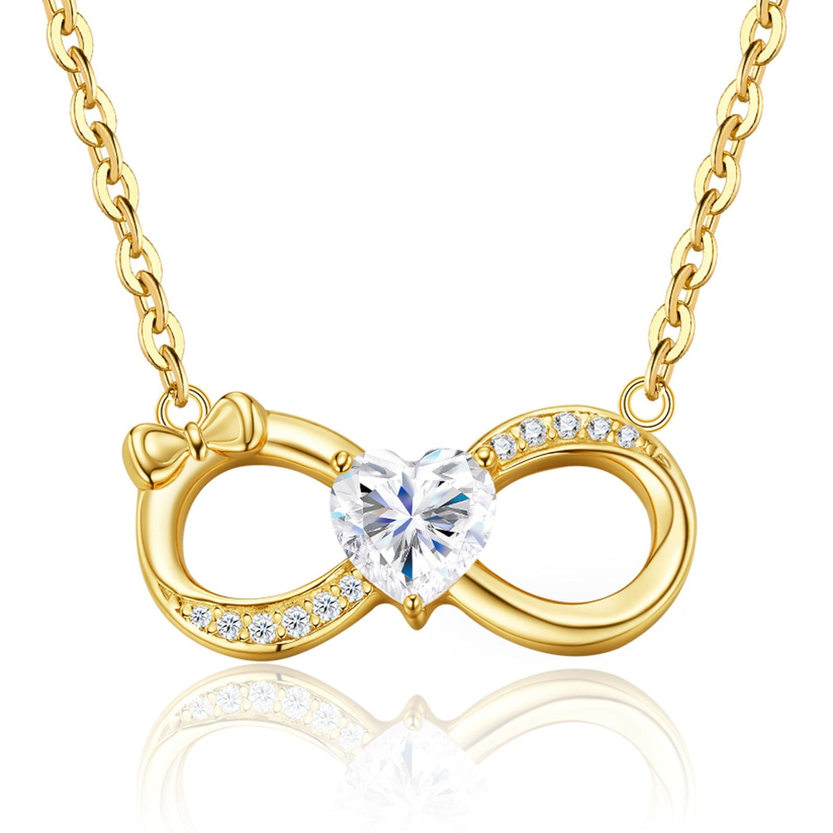 Forever Moissanite Infinity Necklace in Gold-Tone Sterling Silver
