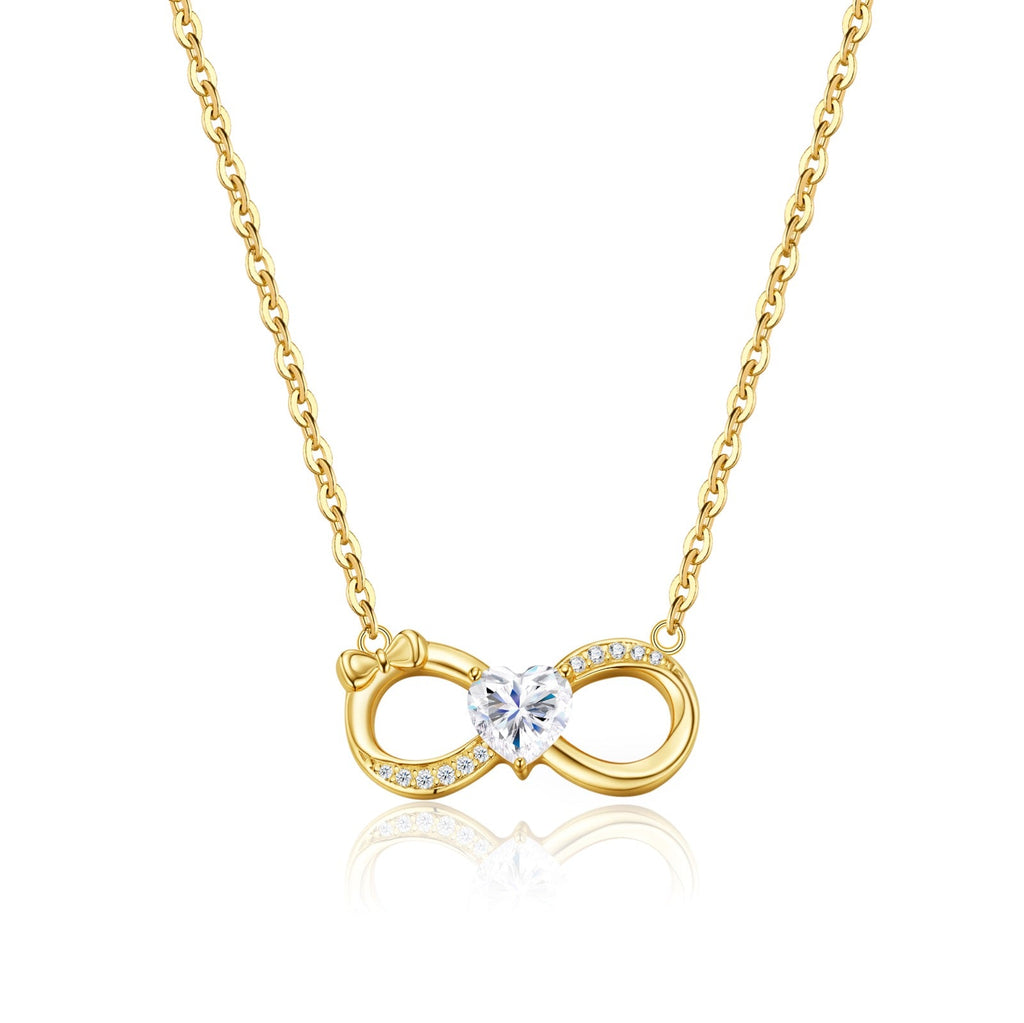 Forever Moissanite Infinity Necklace in Gold-Tone Sterling Silver
