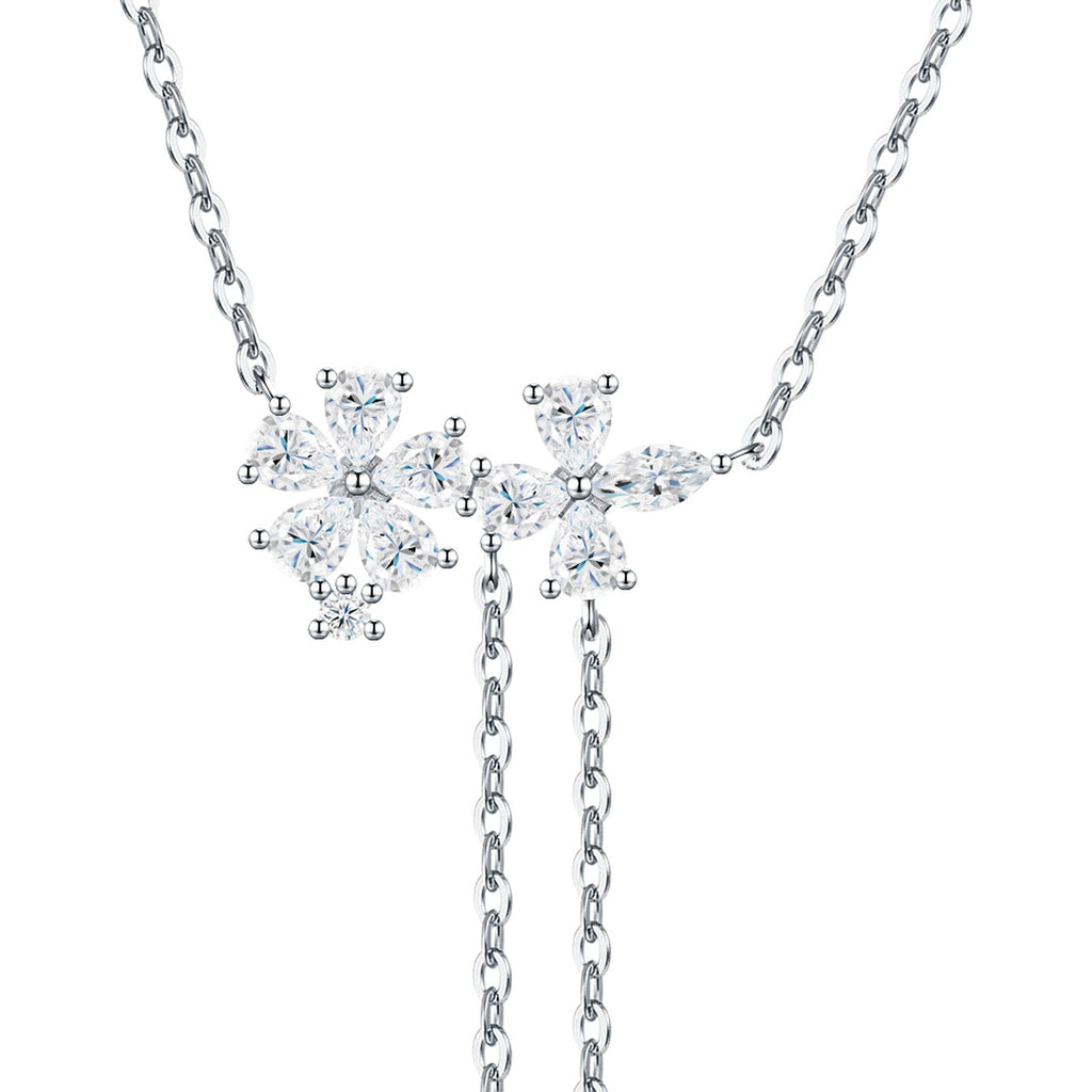 Comet Moissanite Celestial Lariat Necklace in Sterling Silver