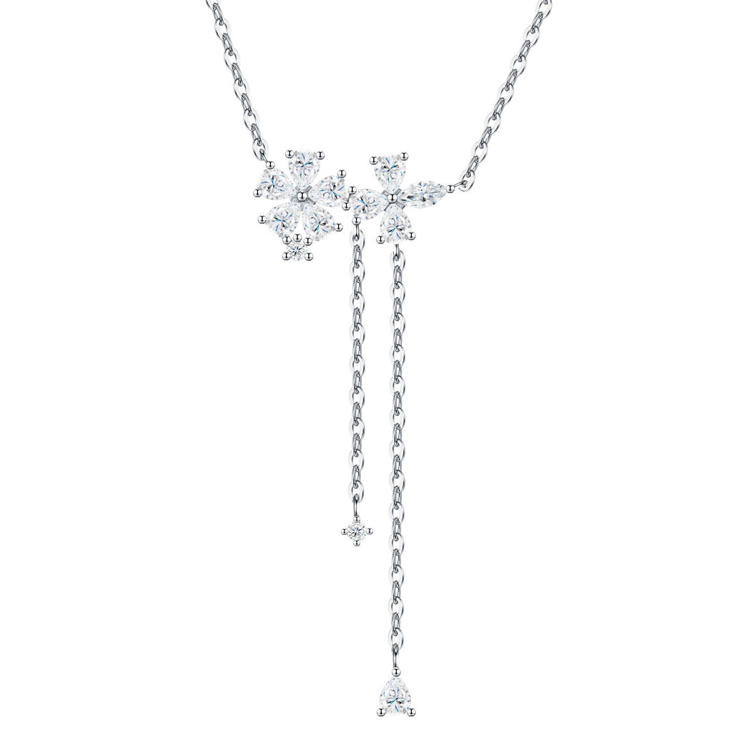 Comet Moissanite Celestial Lariat Necklace in Sterling Silver