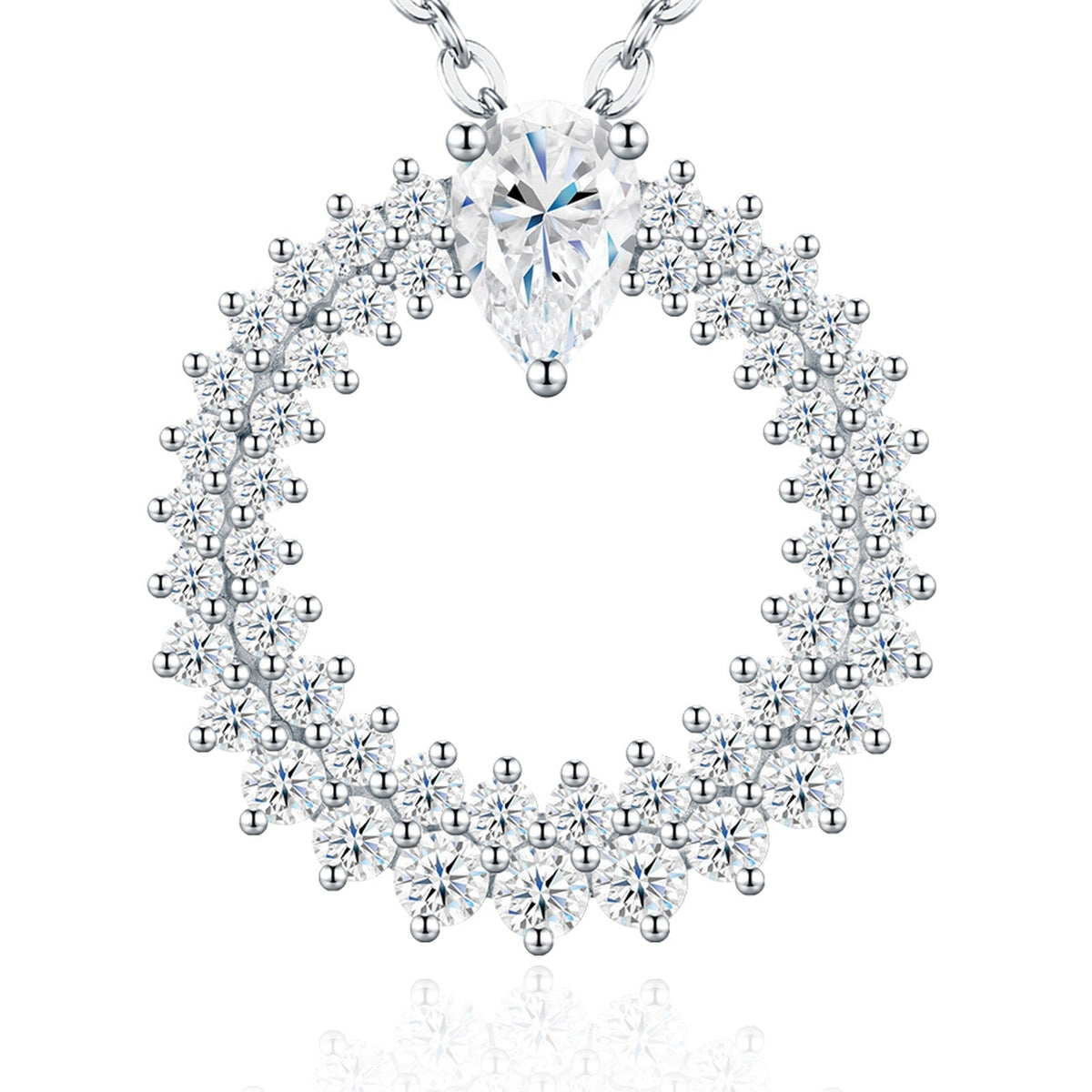 Corolla Moissanite Sunburst Wreath Necklace in Sterling Silver
