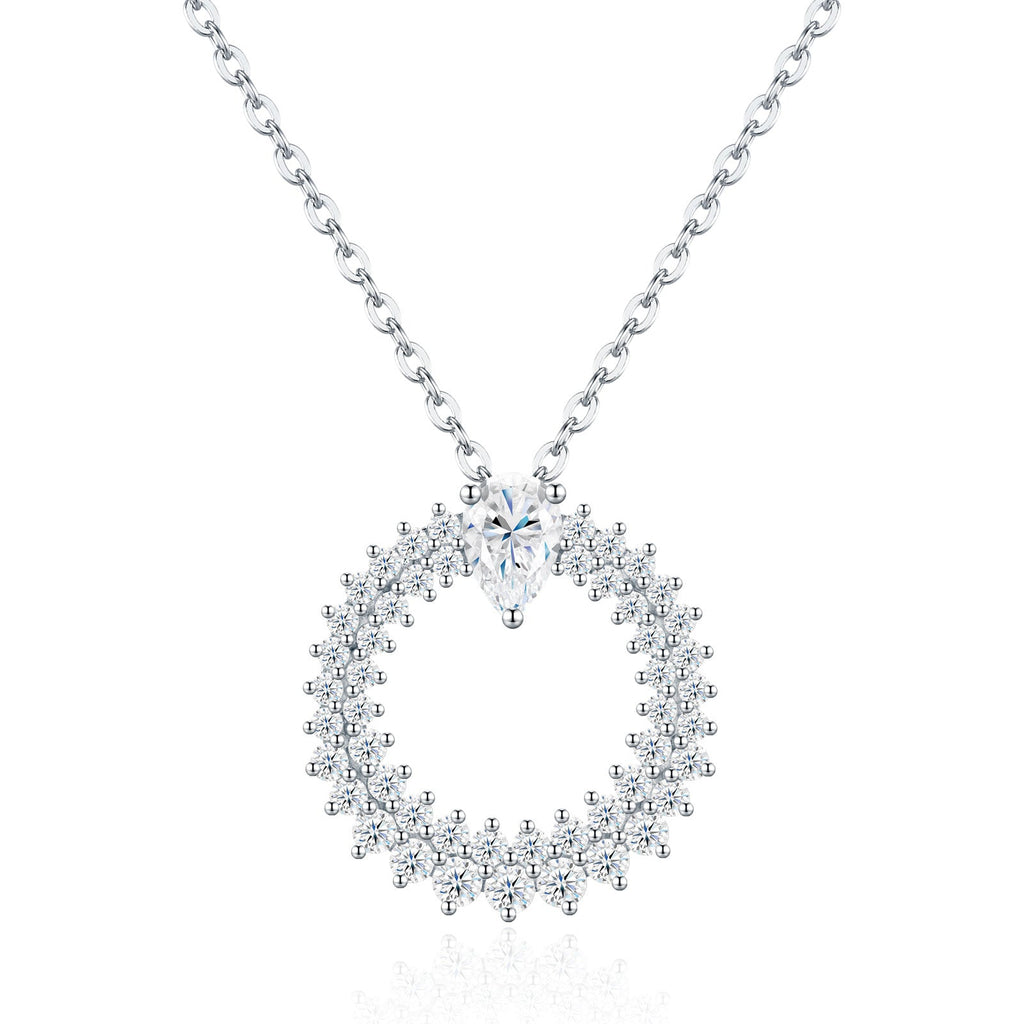 Corolla Moissanite Sunburst Wreath Necklace in Sterling Silver
