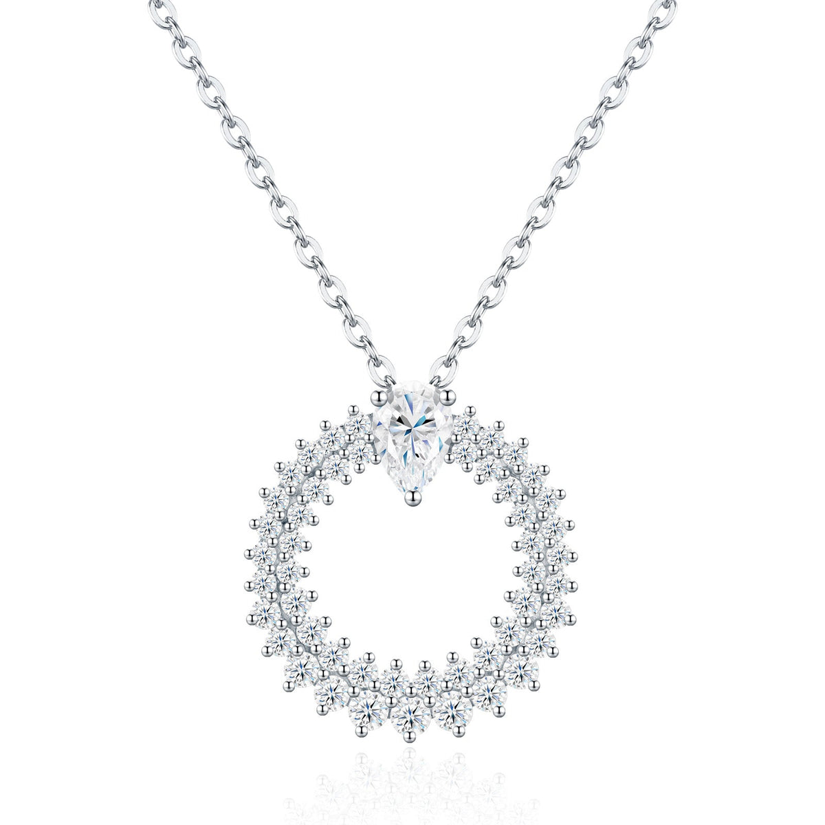 Corolla Moissanite Sunburst Wreath Necklace in Sterling Silver
