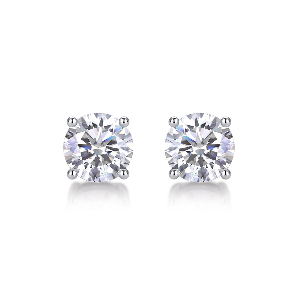 Pure Moissanite Stud Earrings in Sterling Silver