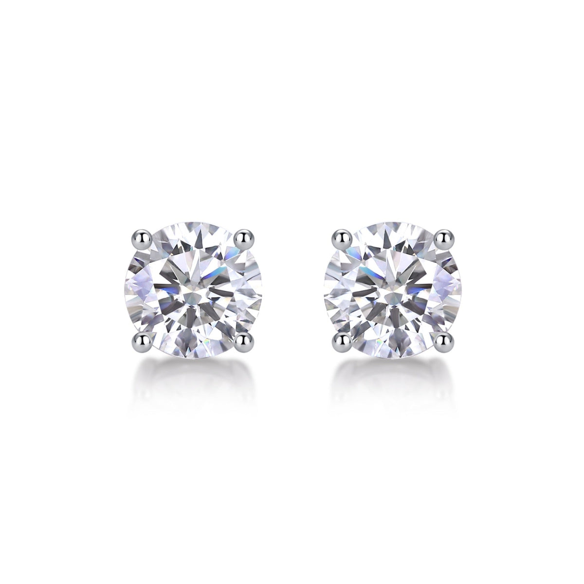 Pure Moissanite Stud Earrings in Sterling Silver