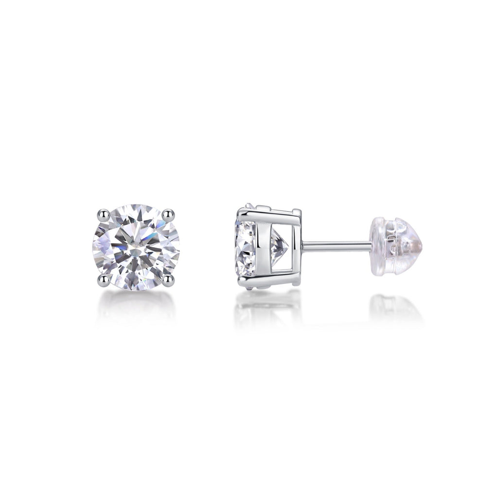 Pure Moissanite Stud Earrings in Sterling Silver