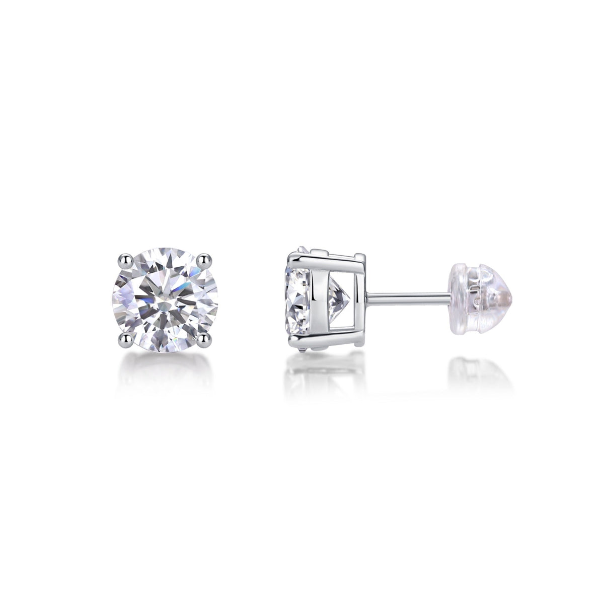 Pure Moissanite Stud Earrings in Sterling Silver