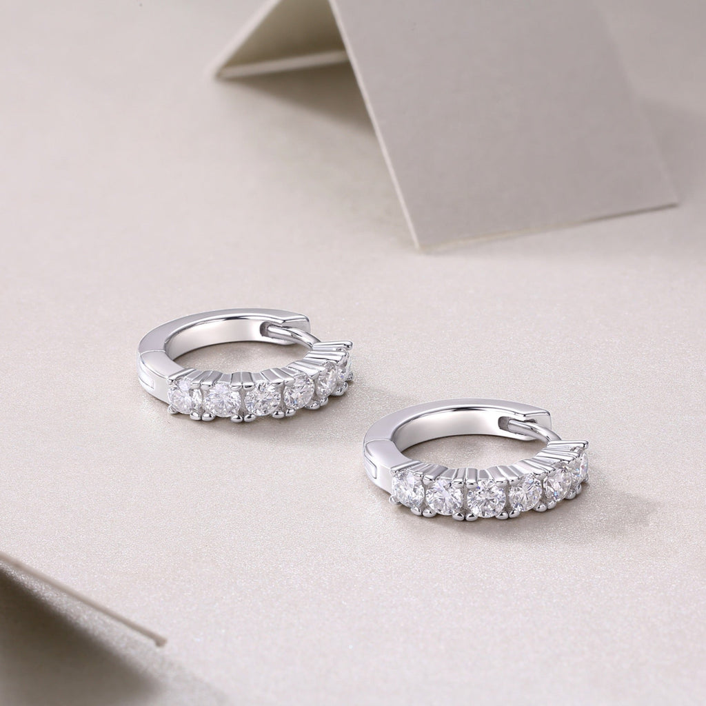 Pursuit Moissanite Hoop Earrings in Sterling Silver