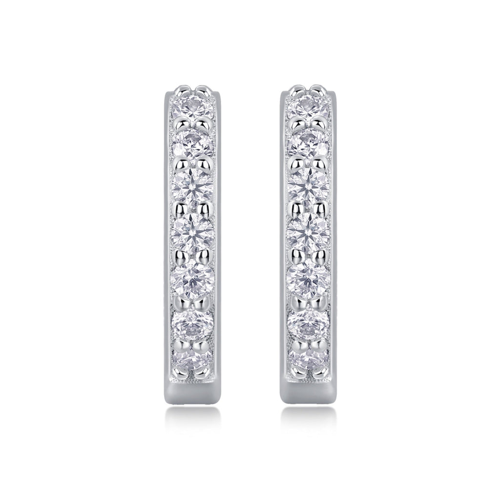Resolute Moissanite Huggie Hoop Earrings in Sterling Silver