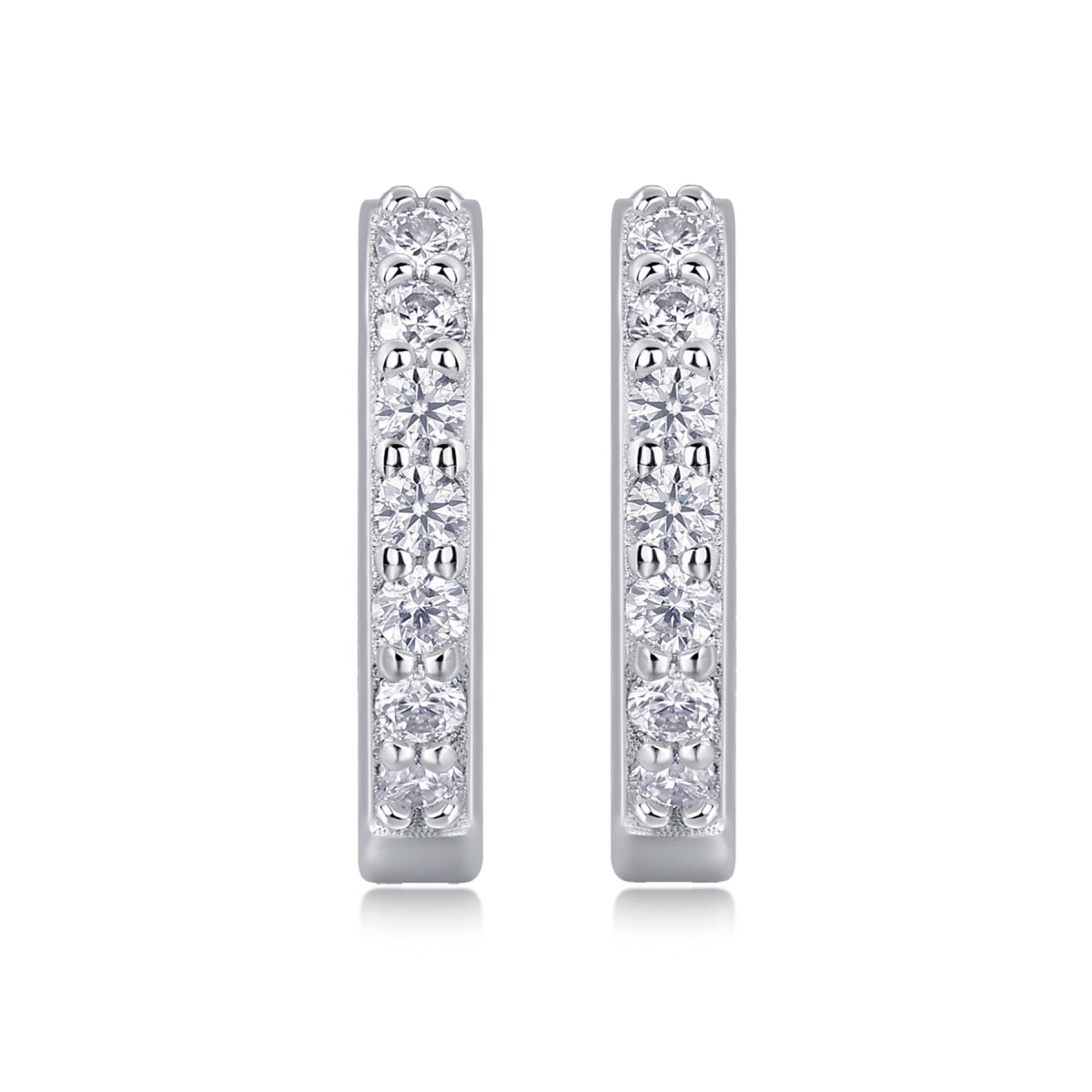 Resolute Moissanite Huggie Hoop Earrings in Sterling Silver