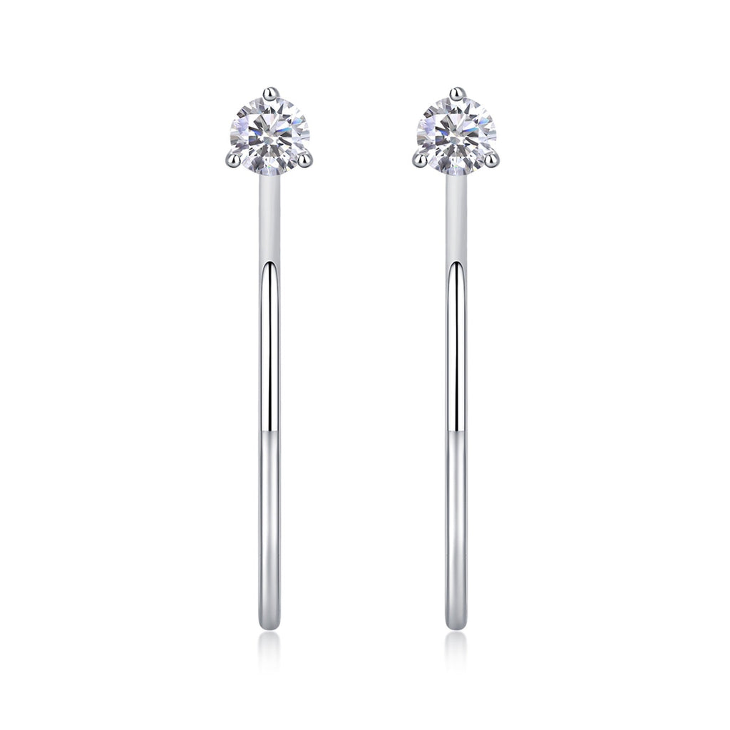 Whimsy Moissanite Open Hoop Earrings in Sterling Silver