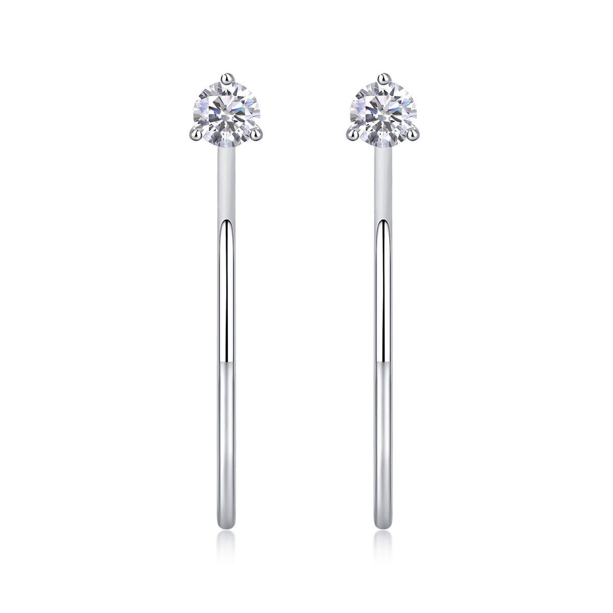 Whimsy Moissanite Open Hoop Earrings in Sterling Silver