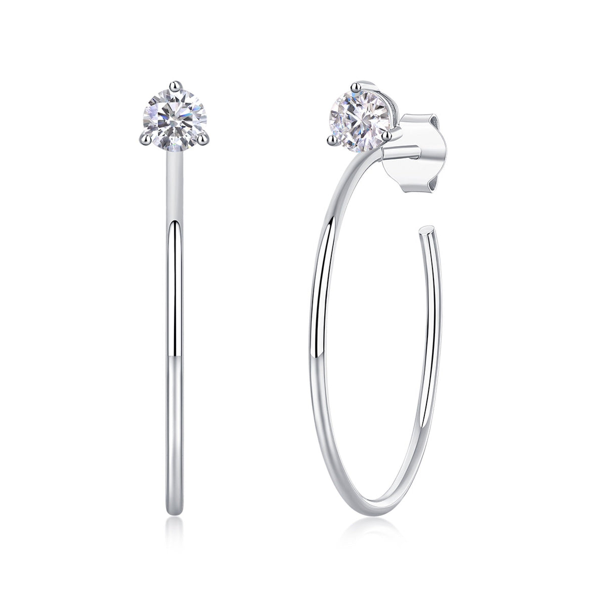 Whimsy Moissanite Open Hoop Earrings in Sterling Silver