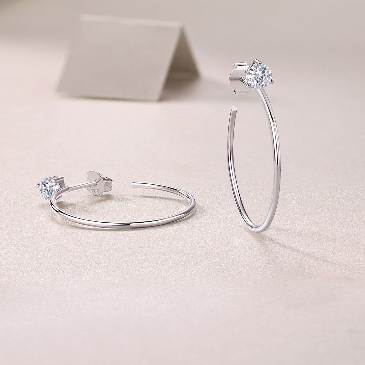 Whimsy Moissanite Open Hoop Earrings in Sterling Silver
