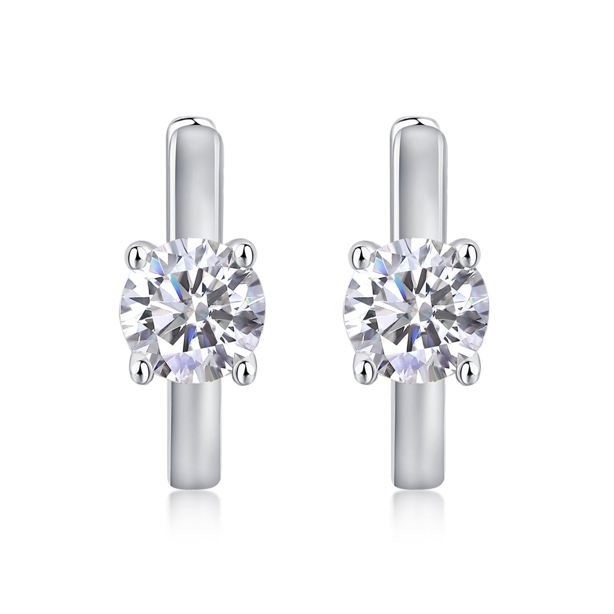 Voyage 0.5 Carat Moissanite Solitaire Hoop Earrings in Sterling Silver