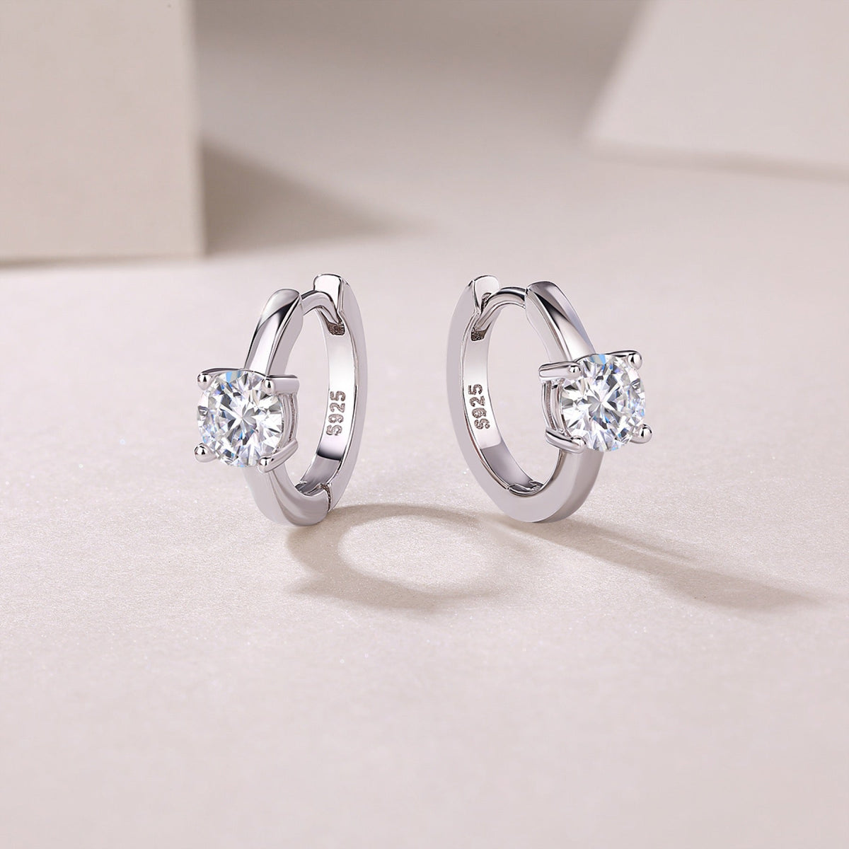 Voyage 0.5 Carat Moissanite Solitaire Hoop Earrings in Sterling Silver