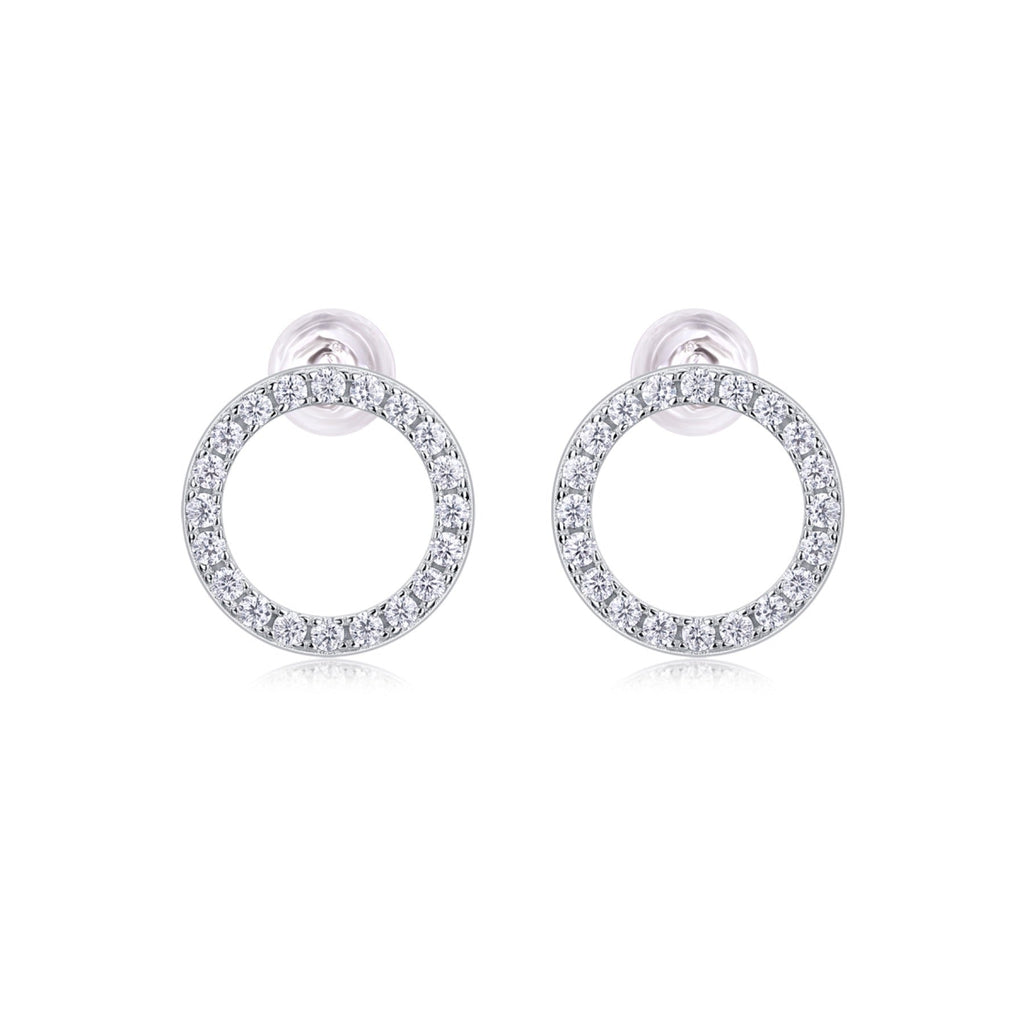 Quest Moissanite Circle Stud Earrings in Sterling Silver