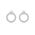 Quest Moissanite Circle Stud Earrings in Sterling Silver