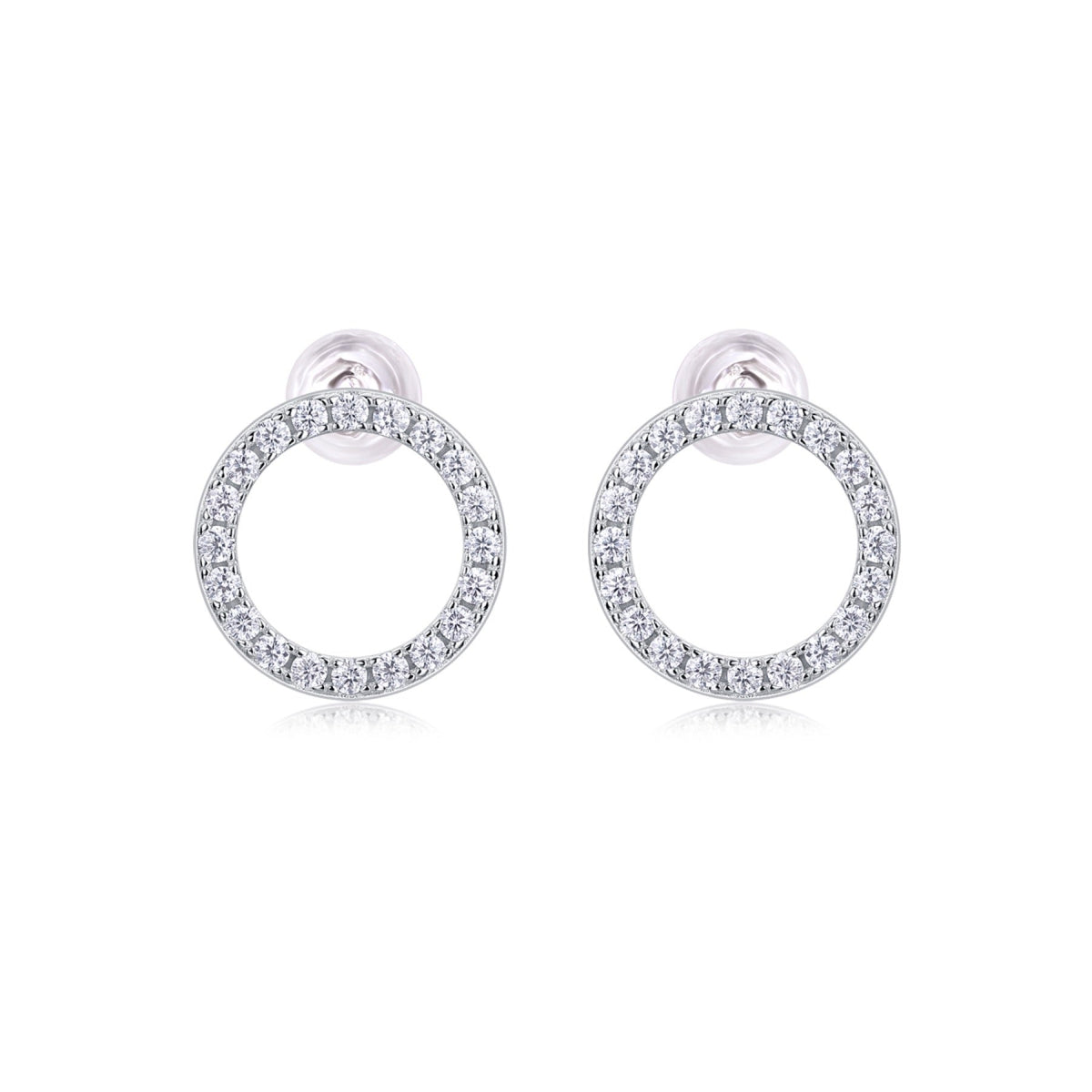 Quest Moissanite Circle Stud Earrings in Sterling Silver