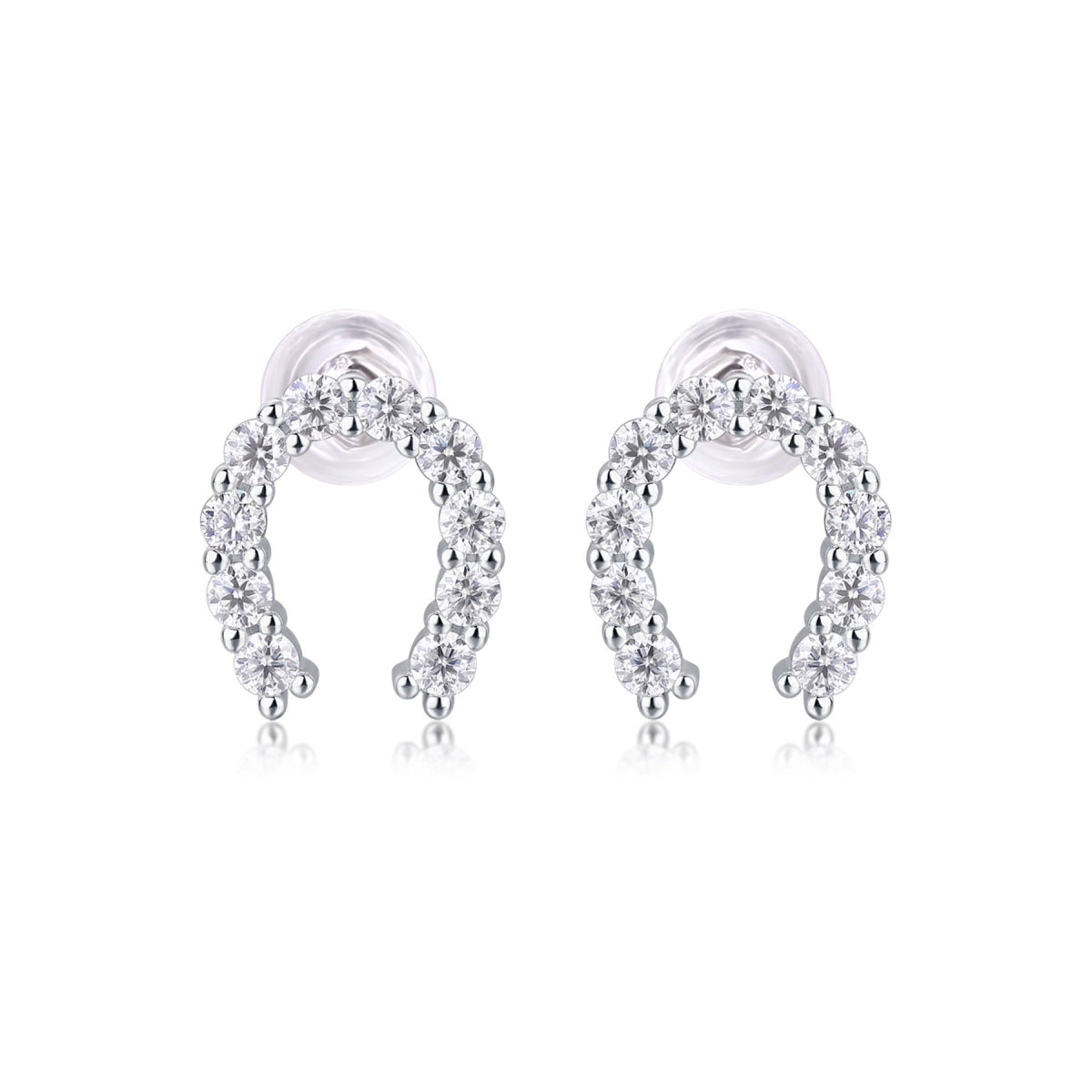 Charmed Moissanite Horseshoe Stud Earrings in Sterling Silver
