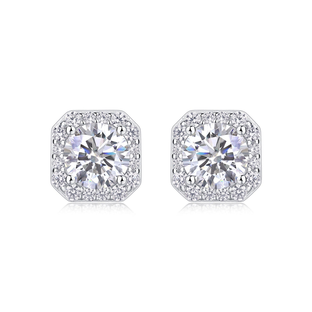 Rosa 1 Carat Moissanite Stud Earrings in Sterling Silver