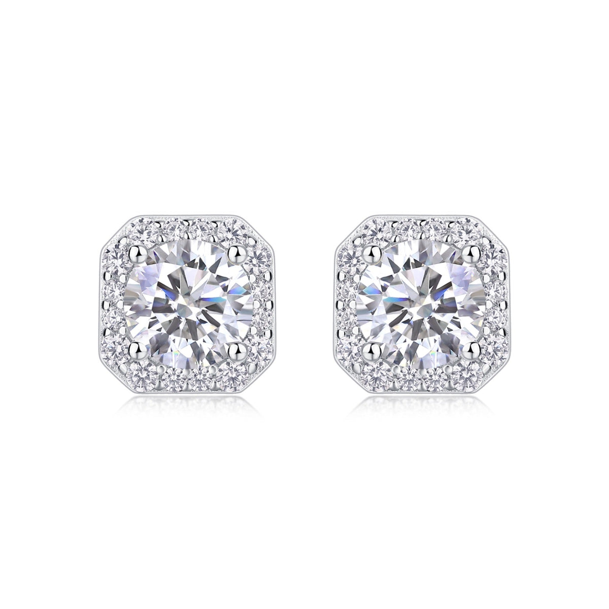 Rosa 1 Carat Moissanite Stud Earrings in Sterling Silver