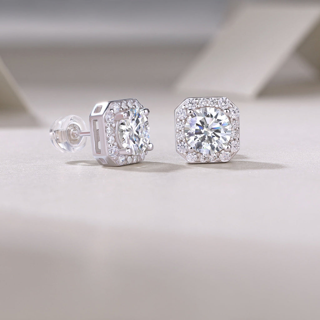 Rosa 1 Carat Moissanite Stud Earrings in Sterling Silver