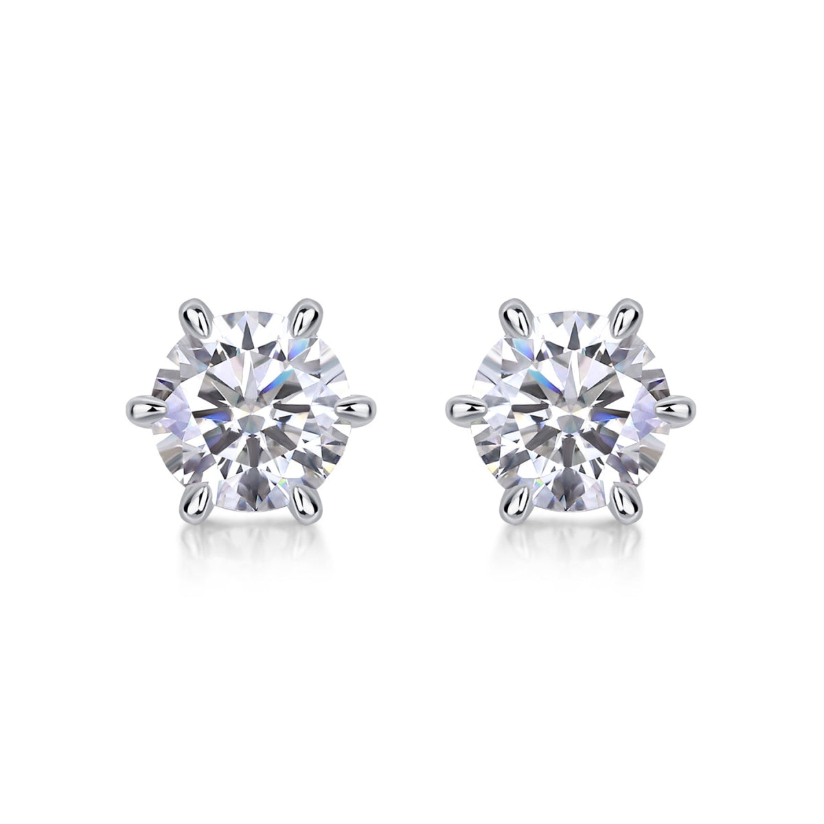 Sentinel 1 Carat Moissanite Stud Earrings in Sterling Silver