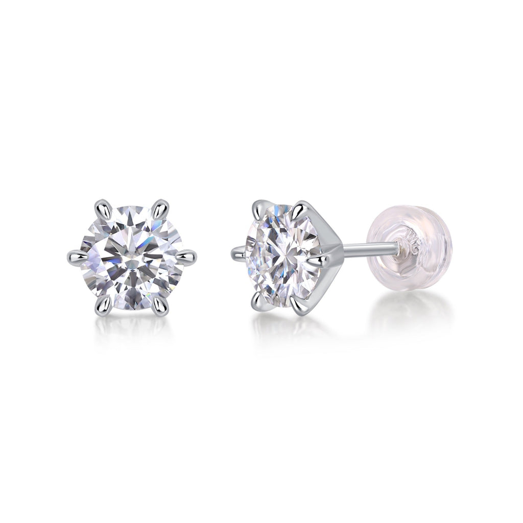 Sentinel 1 Carat Moissanite Stud Earrings in Sterling Silver