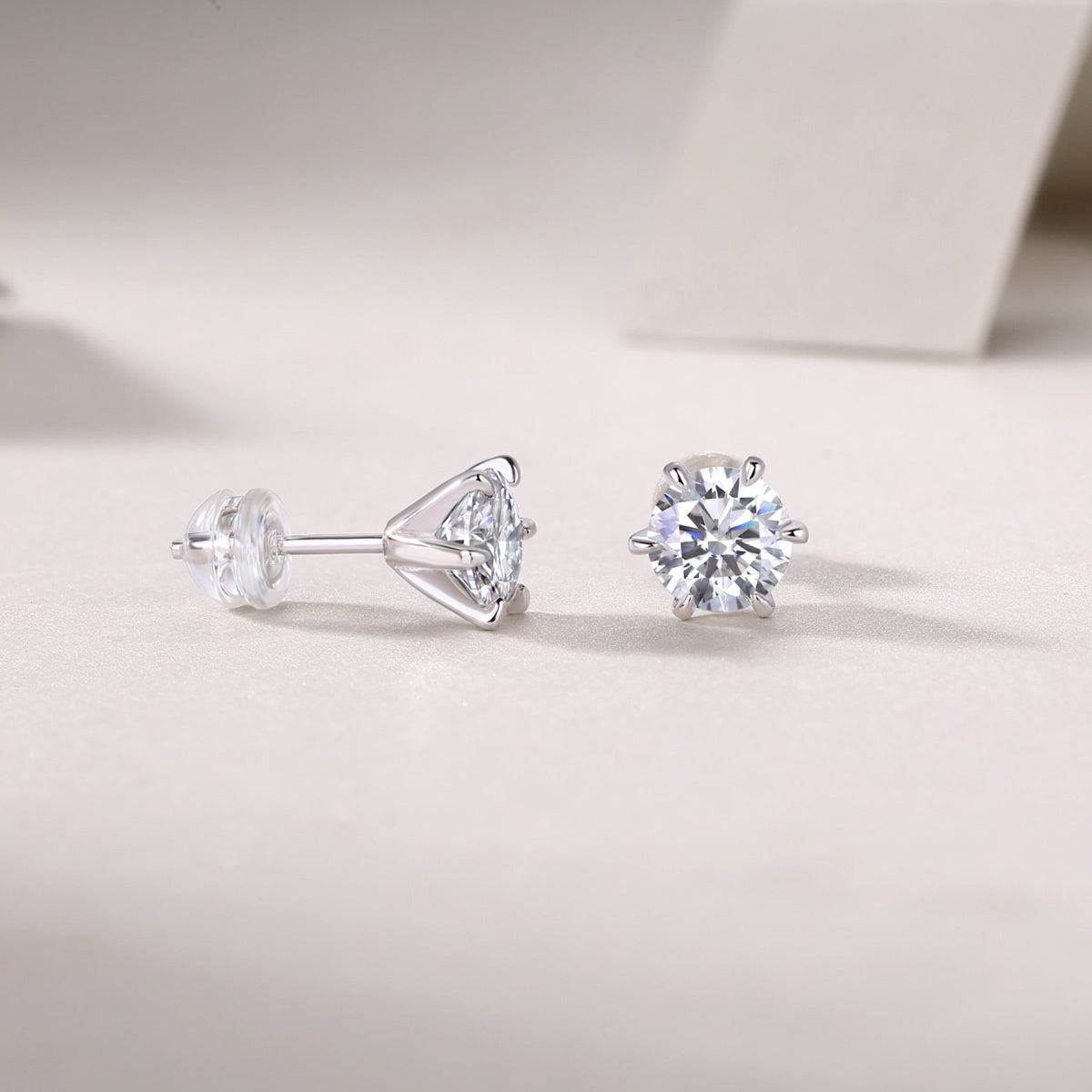 Sentinel 1 Carat Moissanite Stud Earrings in Sterling Silver