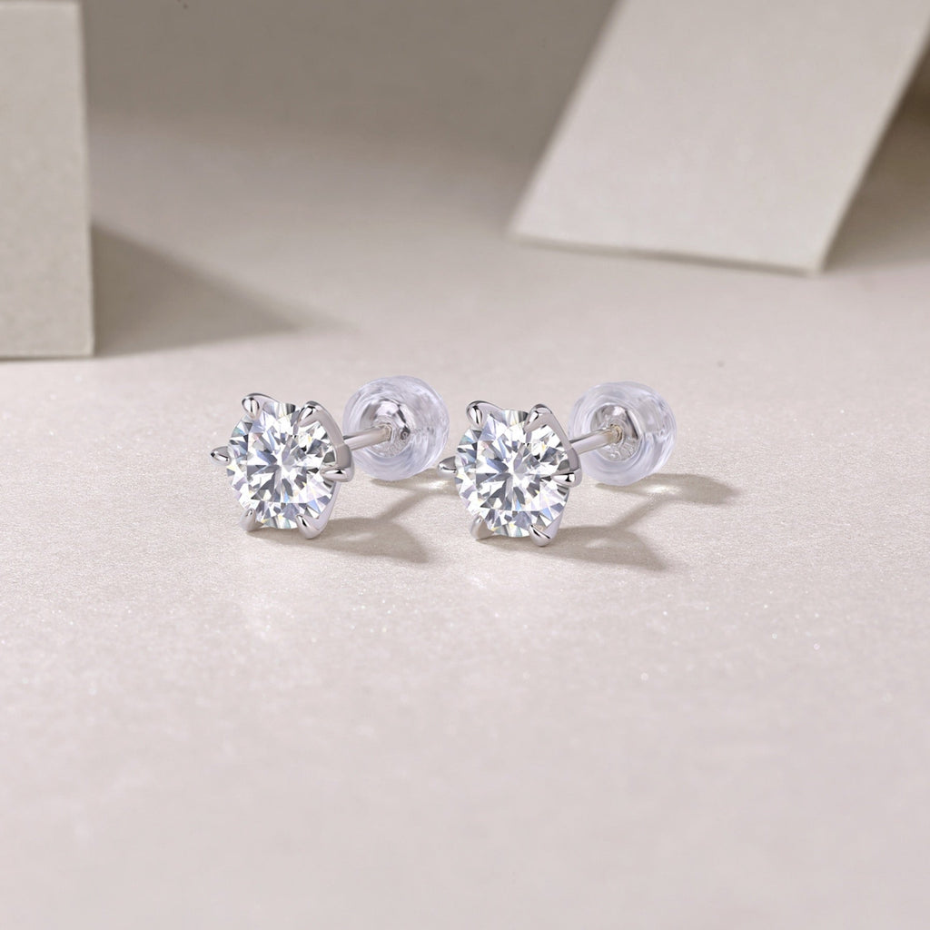 Sentinel 1 Carat Moissanite Stud Earrings in Sterling Silver