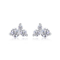 Trine Moissanite Cluster Stud Earrings in Sterling Silver