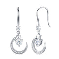 Lunette Moissanite Crescent Drop Earrings in Sterling Silver