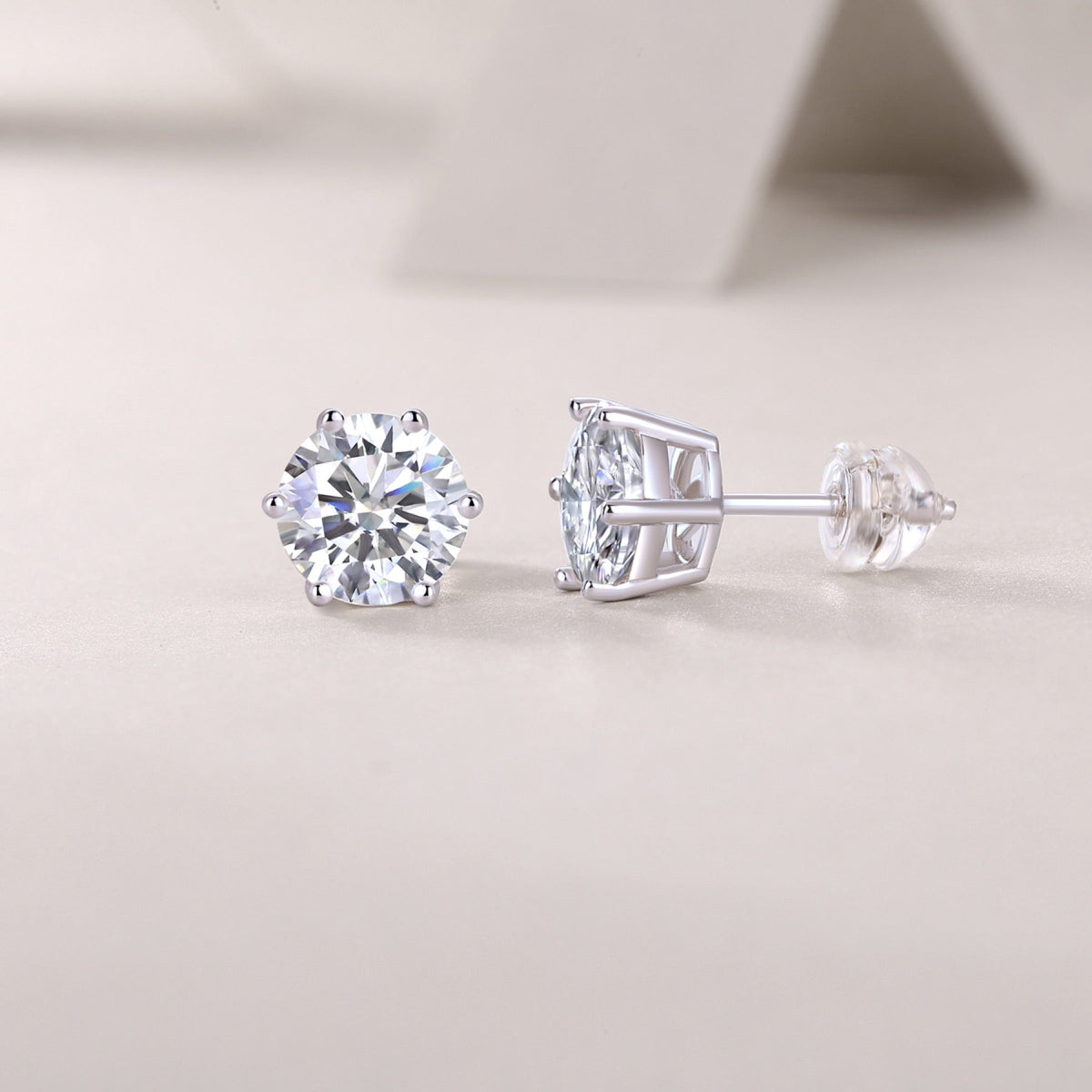 Poise Moissanite Stud Earrings in Sterling Silver