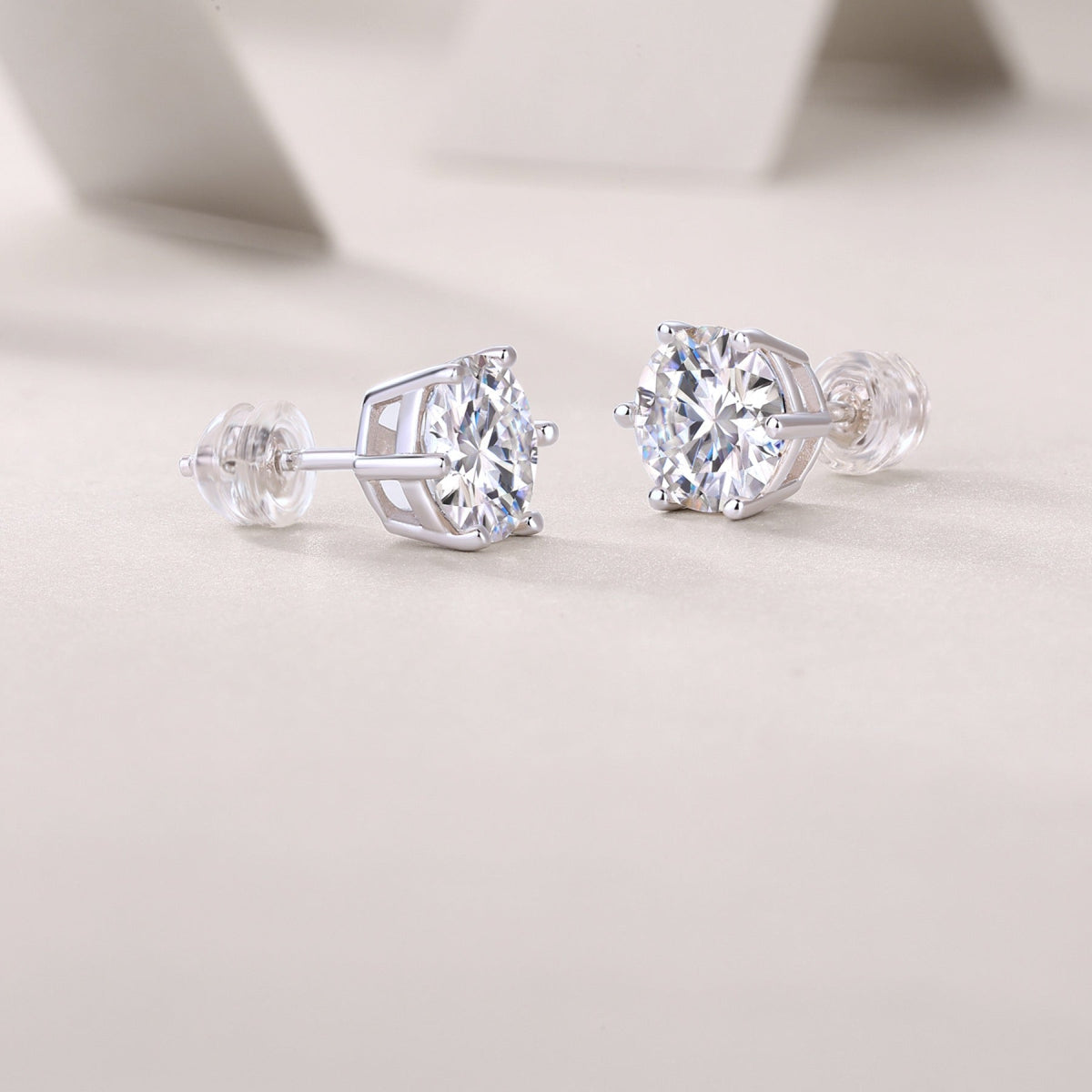 Poise Moissanite Stud Earrings in Sterling Silver