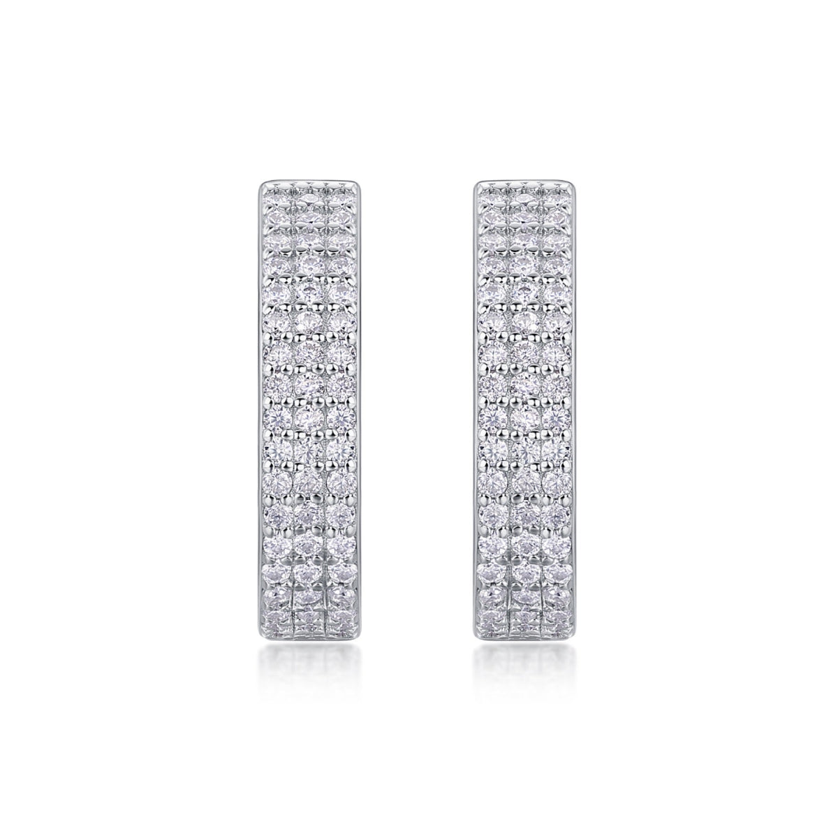 Twinrow Moissanite Huggie Hoop Earrings in Sterling Silver