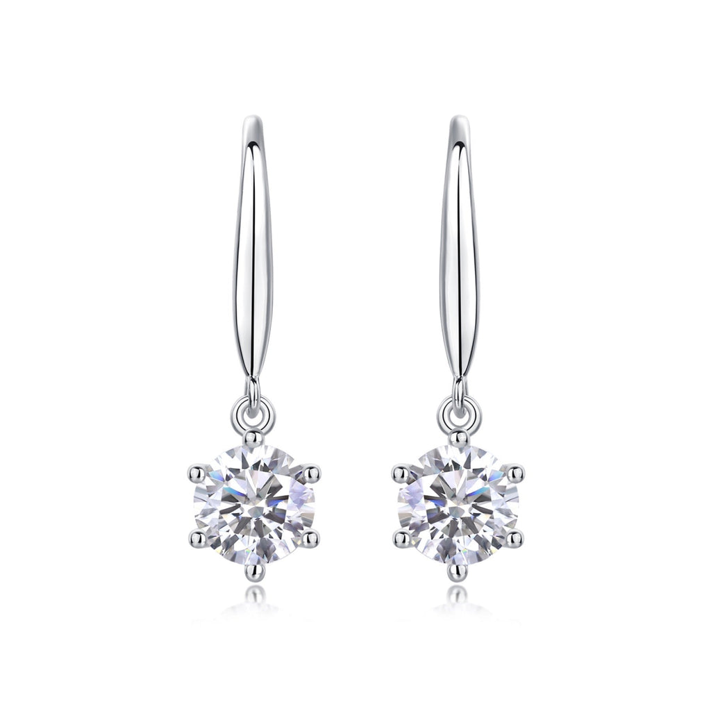 Pendine 1 Carat Moissanite Solitaire Drop Earrings in Sterling Silver