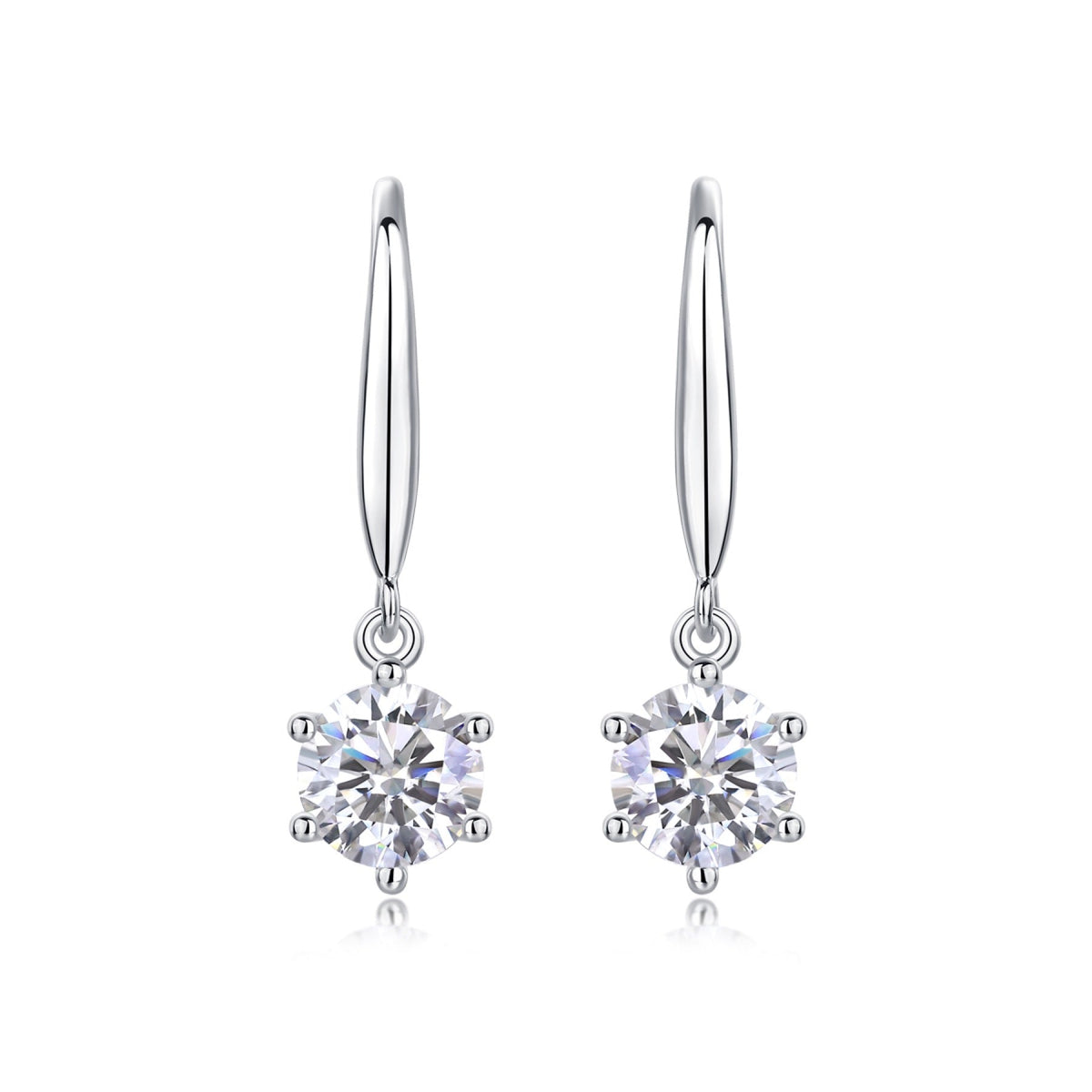 Pendine 1 Carat Moissanite Solitaire Drop Earrings in Sterling Silver