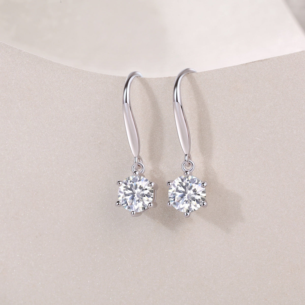Pendine 1 Carat Moissanite Solitaire Drop Earrings in Sterling Silver