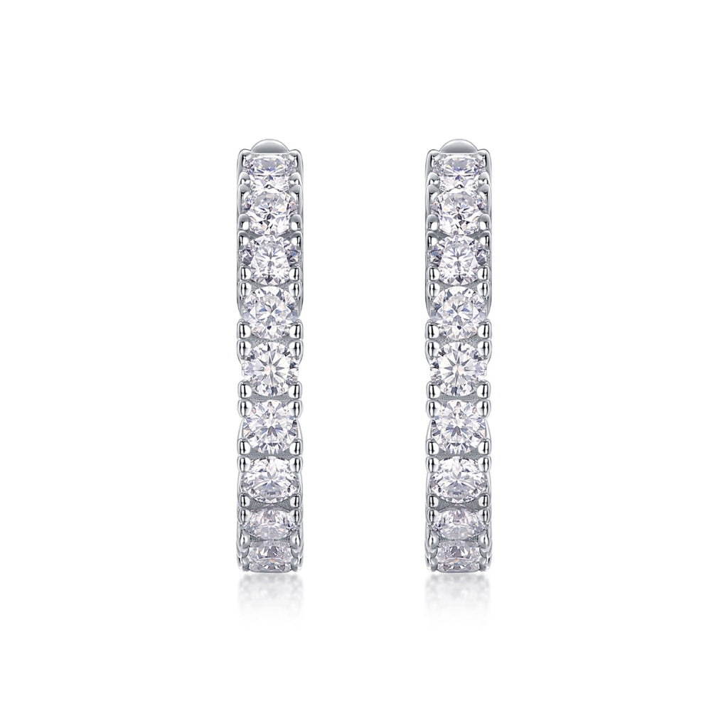 Wrap Moissanite Huggie Hoop Earrings in Sterling Silver