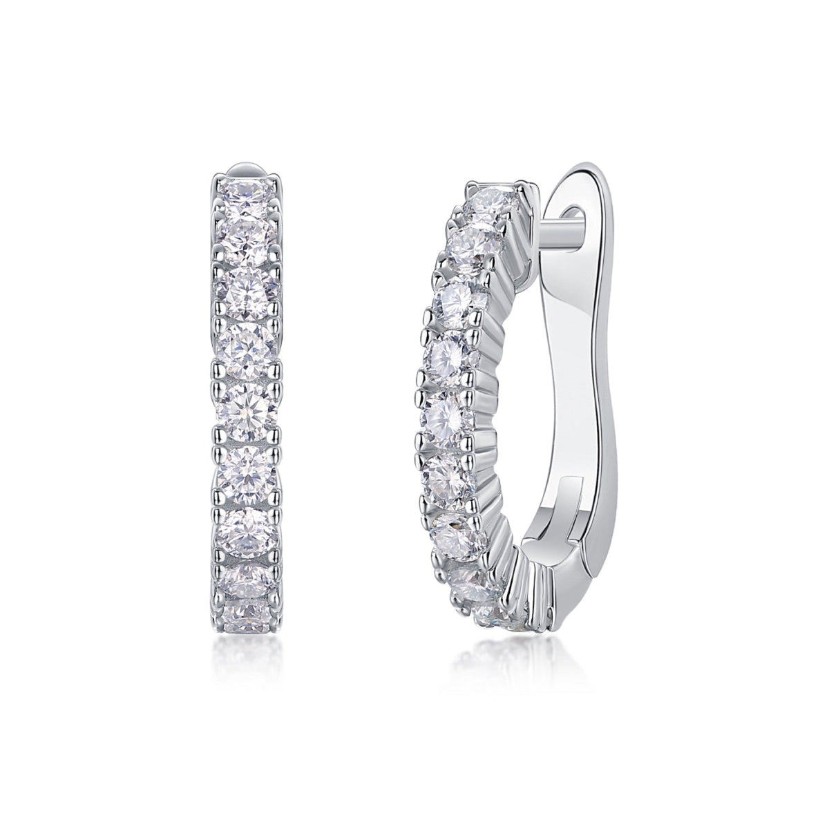 Wrap Moissanite Huggie Hoop Earrings in Sterling Silver