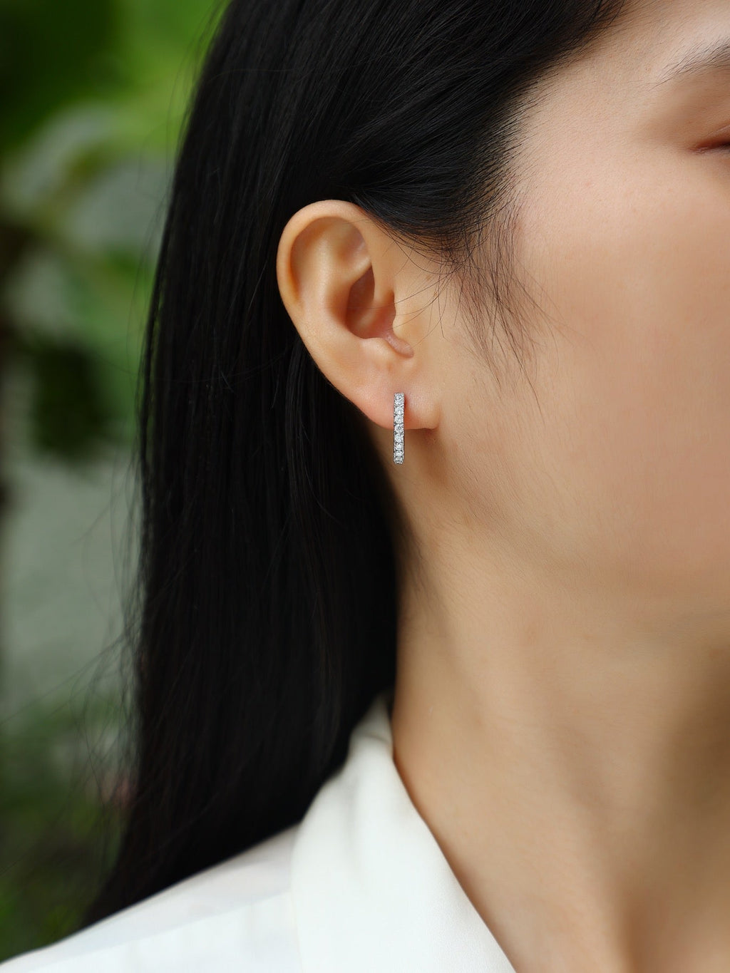 Wrap Moissanite Huggie Hoop Earrings in Sterling Silver