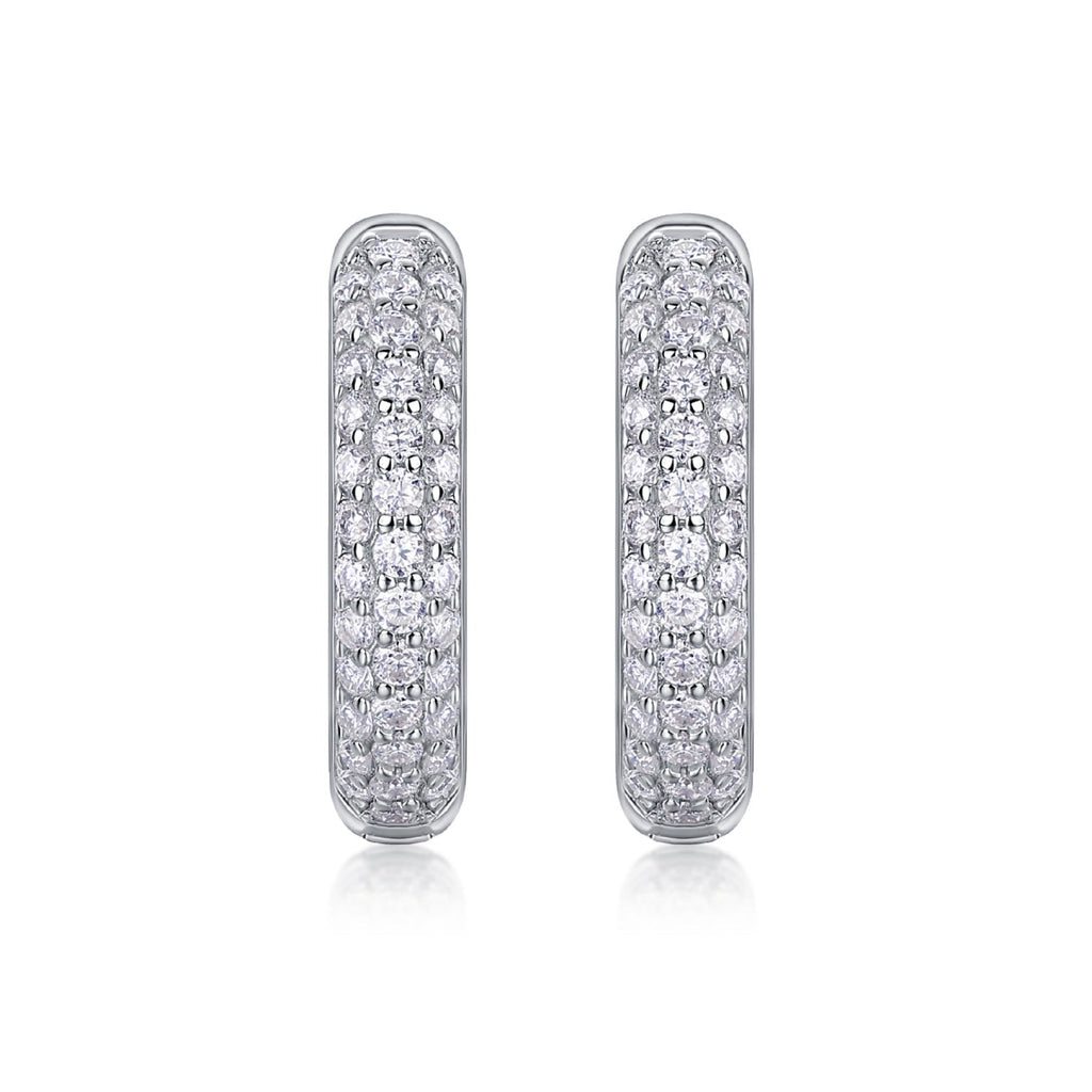 Bold Moissanite Huggie Hoop Earrings in Sterling Silver
