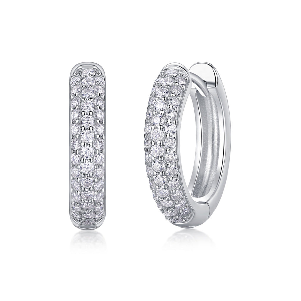 Bold Moissanite Huggie Hoop Earrings in Sterling Silver