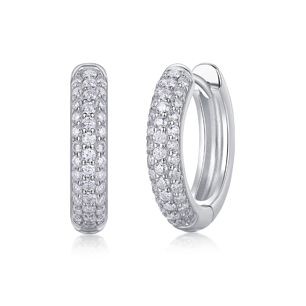 Bold Moissanite Huggie Hoop Earrings in Sterling Silver