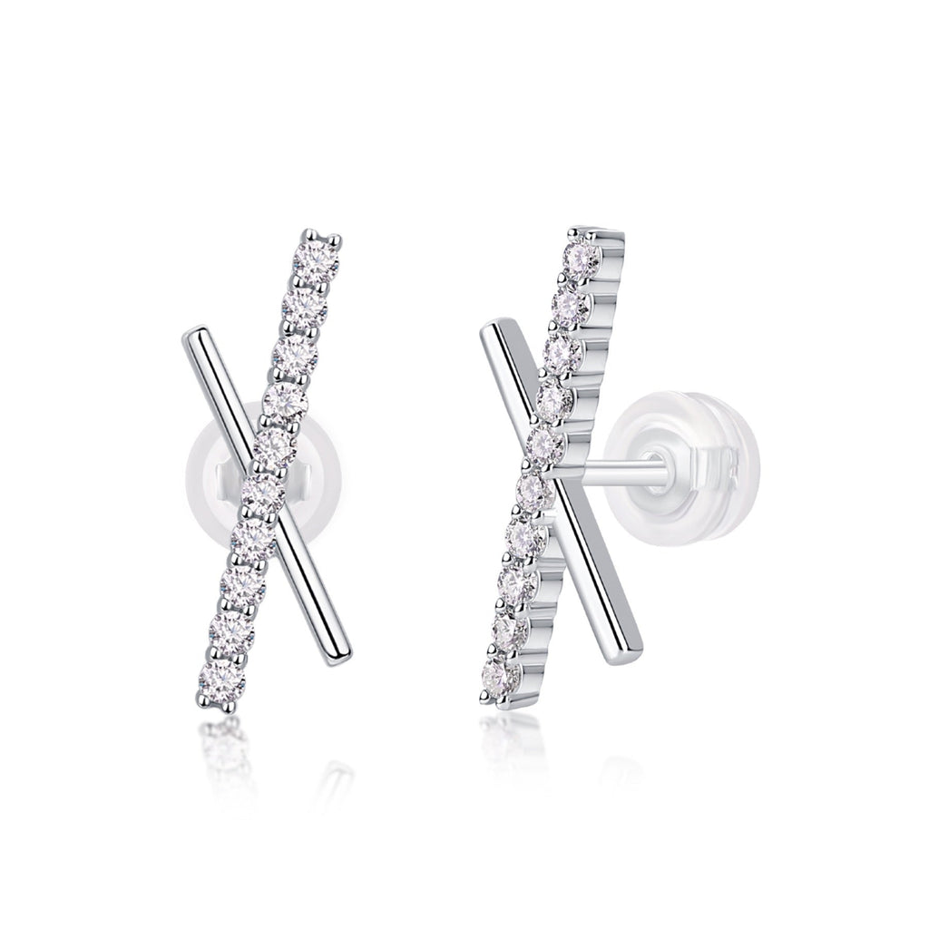 Kiss Moissanite X Stud Earrings in Sterling Silver