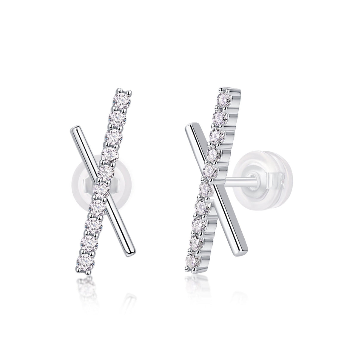 Kiss Moissanite X Stud Earrings in Sterling Silver