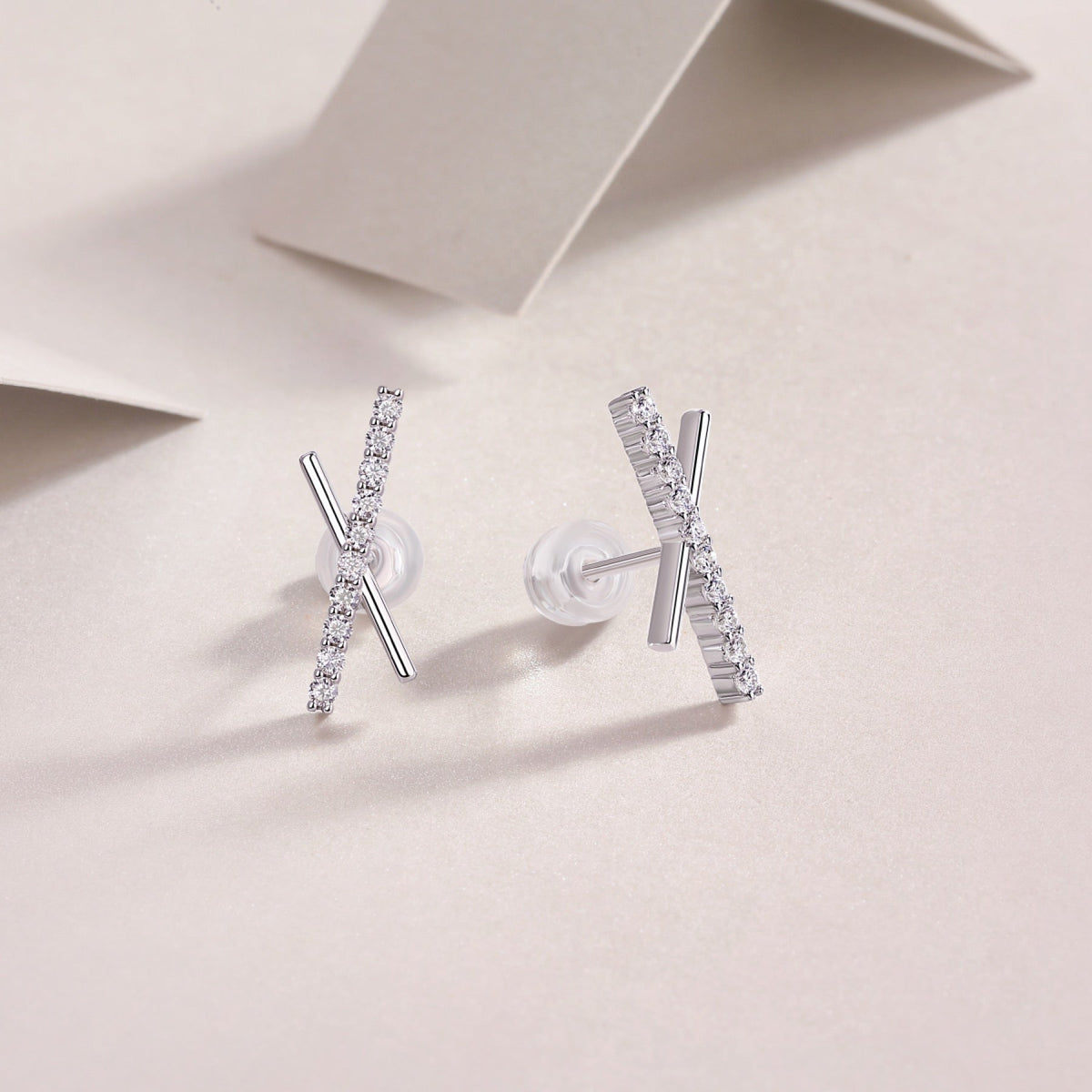 Kiss Moissanite X Stud Earrings in Sterling Silver